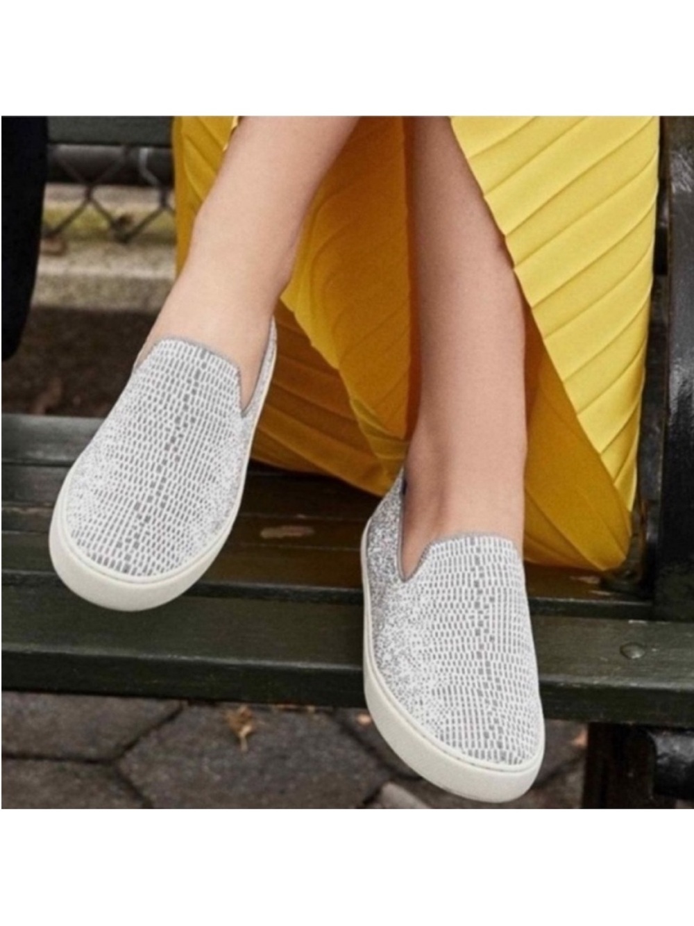 Rothy's Slip-On Sneakers in Sparkling Silver Knit